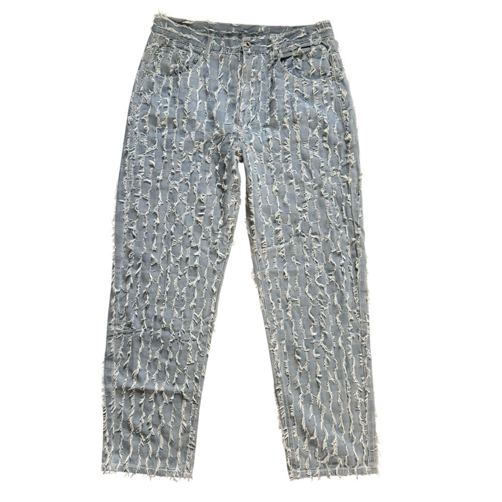 Stylish Blue Jeans With White Fringe